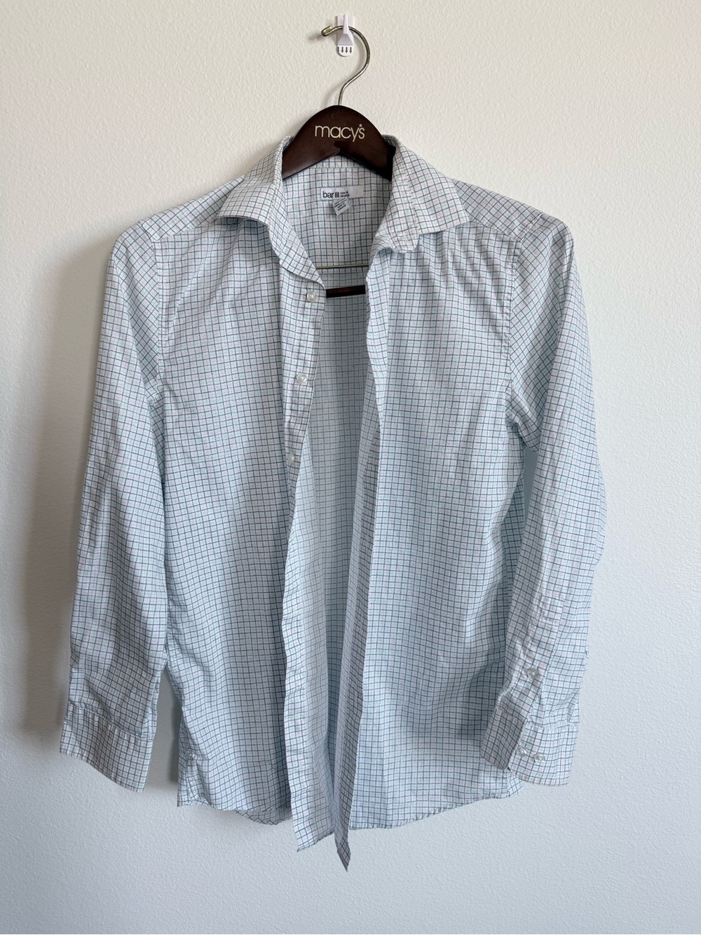 Bar III Light Blue Checked Dress Shirt